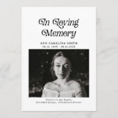 Minimales Retro-Beerdigung-Foto im liebenden Gedäc Programm (Vorderseite)