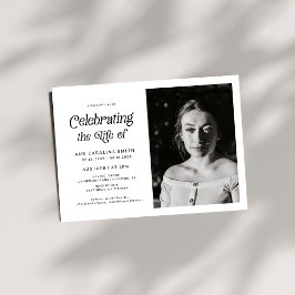 Minimales Retro-Bestattungs-Foto feiert das Leben Einladung