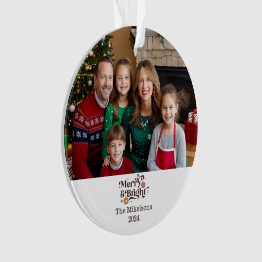 Minimales Retro Weihnachtsportrait Ornament (Vorderseite)