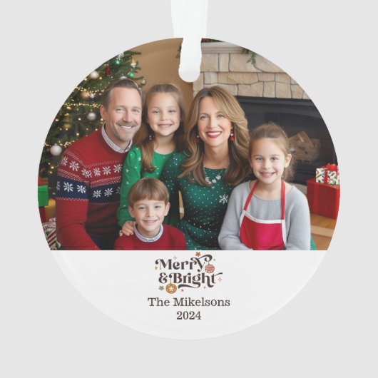 Minimales Retro Weihnachtsportrait Ornament (Rückseite)