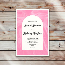 Minimales Rosa Brautparty für Abstrakte Kunst Einladung