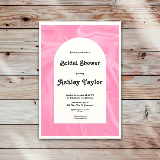 Minimales Rosa Brautparty für Abstrakte Kunst Einladung