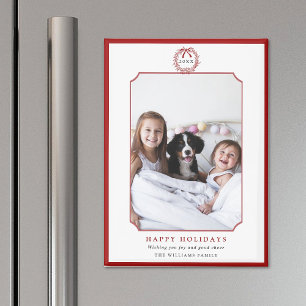Minimales Rot & Weiß Happy Holidays Foto Magnet