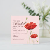 Minimales Rote Liebe Rose Brautparty Einladung (Stehend Vorderseite)