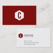 Minimales rotes Hexagon monogramed Visitenkarten Visitenkarte (Vorne/Hinten)