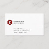 Minimales rotes Hexagon monogramed Visitenkarten Visitenkarte (Rückseite)