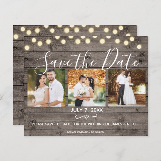 Minimales Rustikales Foto aus Holz und Licht Save (Vorne/Hinten)