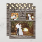 Minimales Rustikales Foto aus Holz und Licht Save  (Vorne/Hinten)