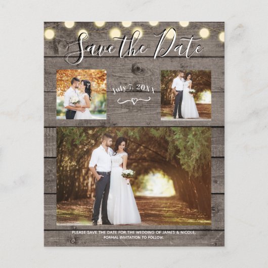 Minimales Rustikales Foto aus Holz und Licht Save  (Vorderseite)