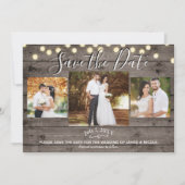 Minimales Rustikales Foto aus Holz und Licht Save  Einladung (Vorderseite)