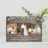 Minimales Rustikales Foto aus Holz und Licht Save  Einladung (Stehend Vorderseite)