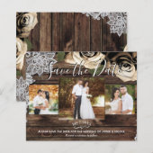 Minimales Rustikales Holz Gold Rose Foto Save the (Vorne/Hinten)