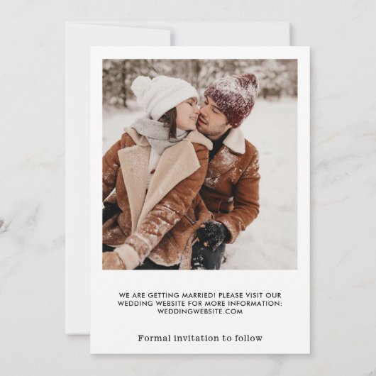 Minimales Schriftart für Schreibmaschine Red Heart Save The Date (Rückseite)