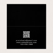 Minimales Schwarz mit moderner Schrift und QR-Code Visitenkarten (Innenseite Aufgefaltet)