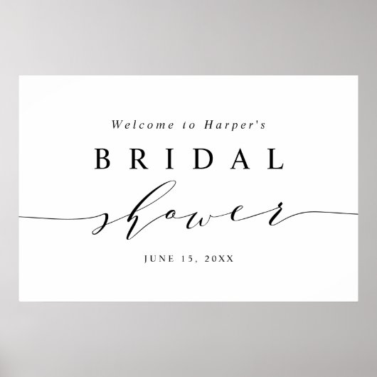 Minimales Schwarz-Weiß-Brautparty Begrüßungszeiche Poster (Vorne)