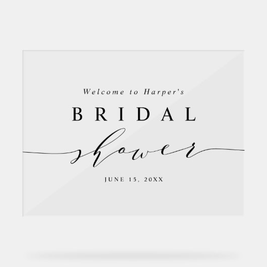 Minimales Schwarz-Weiß-Brautparty Willkommen Acrylschild (Vorderseite)