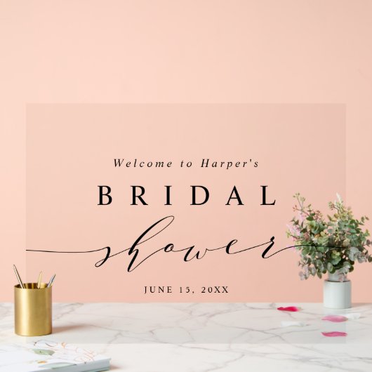 Minimales Schwarz-Weiß-Brautparty Willkommen Acrylschild (Hochzeit)