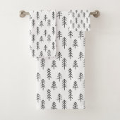 Minimales Schwarz-Weiß-Festival Pine Trees Muster Badhandtuch Set (Insitu)