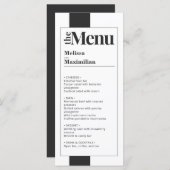 Minimales Schwarz & Weiß fett elegantes Hochzeitsm Menükarte (Vorne/Hinten)