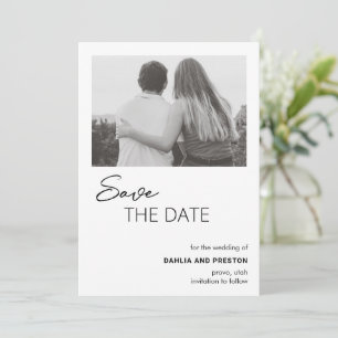 Minimales Schwarz-Weiß-Foto Moderne Hochzeit Save The Date