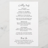 Minimales Schwarz-Weiß-Hochzeitsprogramm (Rückseite)