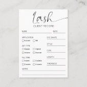 Minimales Schwarz-Weiß-Lash-Client-Formular Visitenkarte (Vorderseite)