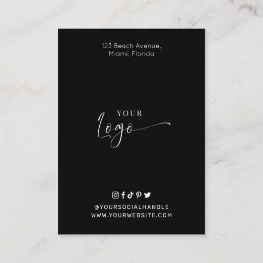 Minimales Schwarz-Weiß-Lash-Client-Formular Visitenkarte (Rückseite)