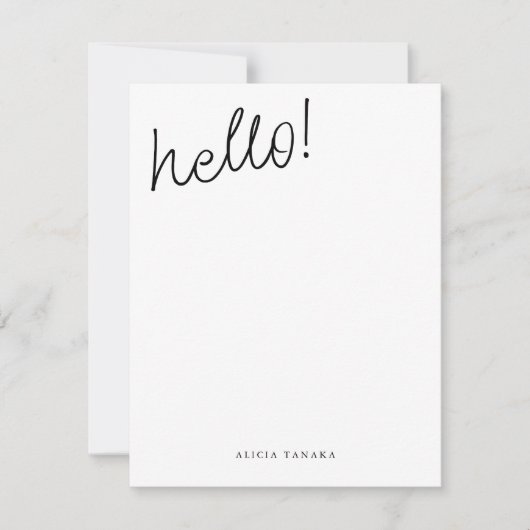 Minimales Schwarz-Weiß-Lässiges Skript Mitteilungskarte (Vorderseite)