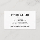 Minimales Schwarz-Weiß-Logo Visitenkarte (Rückseite)