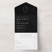 Minimales Schwarz-Weiß-Personalisiertes Monogramm- All In One Einladung (Innen Boden)