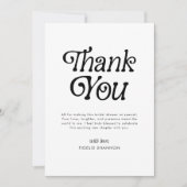 Minimales Schwarz-Weiß-Retro-Brautparty Dankeskarte (Vorderseite)