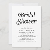 Minimales Schwarz-Weiß-Retro-Brautparty Einladung (Vorderseite)