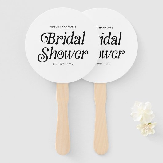 Minimales Schwarz-Weiß-Retro-Brautparty Fächer (Vorne und Hinten)