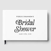 Minimales Schwarz-Weiß-Retro-Brautparty Gästebuch (Vorderseite)