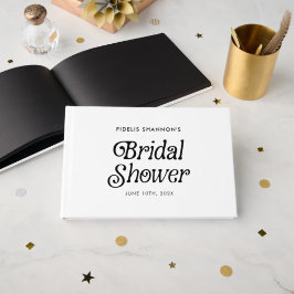 Minimales Schwarz-Weiß-Retro-Brautparty Gästebuch