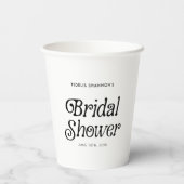 Minimales Schwarz-Weiß-Retro-Brautparty Pappbecher (Rückseite)