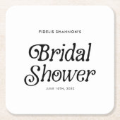 Minimales Schwarz-Weiß-Retro-Brautparty Rechteckiger Pappuntersetzer (Vorderseite)