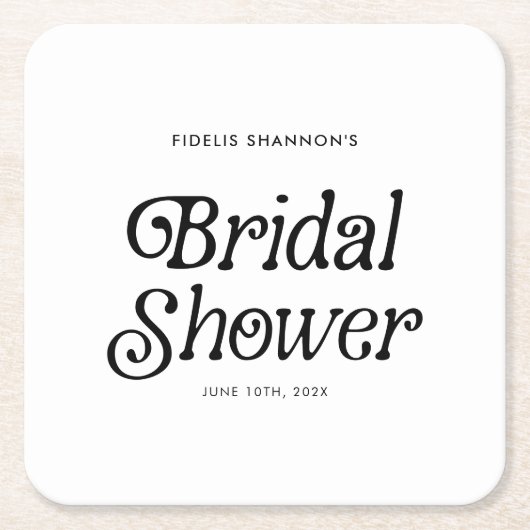 Minimales Schwarz-Weiß-Retro-Brautparty Rechteckiger Pappuntersetzer (Vorderseite)