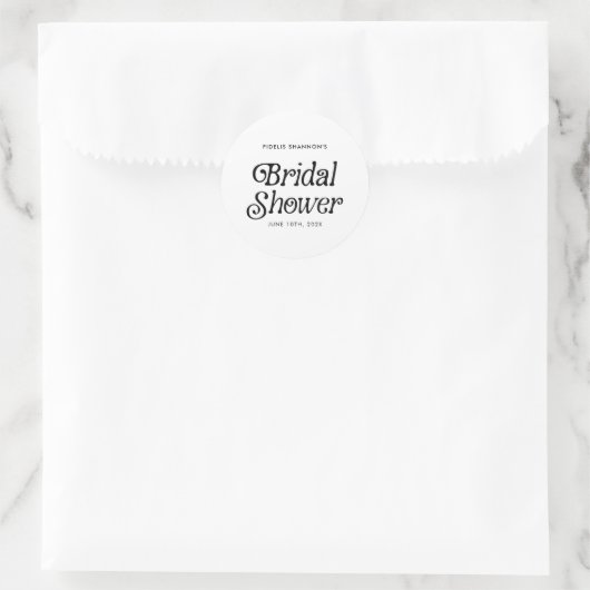 Minimales Schwarz-Weiß-Retro-Brautparty Runder Aufkleber (Tasche)