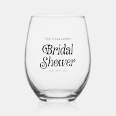 Minimales Schwarz-Weiß-Retro-Brautparty Weinglas Ohne Stiel (Vorderseite)