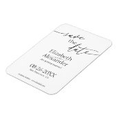 Minimales Schwarz-Weiß-Skript Save the Date Extrav Magnet (Linke Seite)