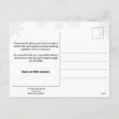 Minimales Schwarz-Weiß-Winterschneeflocken-Geschäf Feiertagspostkarte (Rückseite)