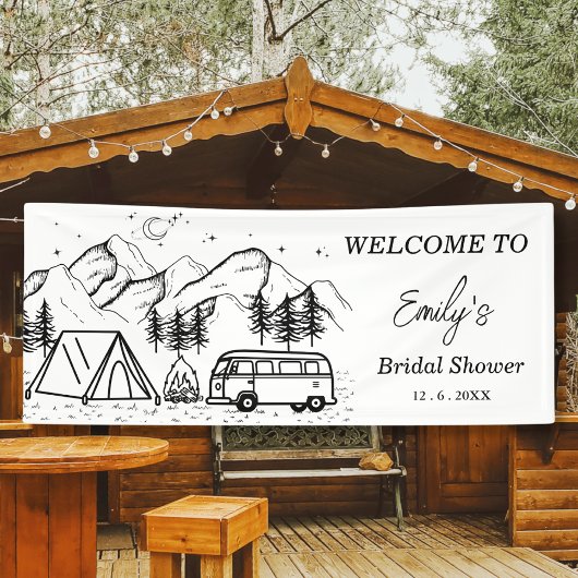 Minimales Schwarz-weißes Camping Banner