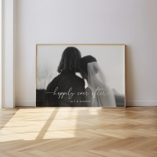 Minimales Schwarz-weißes Hochzeitsszenario-Foto Poster