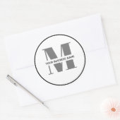 Minimales Schwarz-weißes Monogramm-Logo Runder Aufkleber (Umschlag)