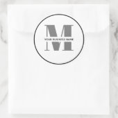Minimales Schwarz-weißes Monogramm-Logo Runder Aufkleber (Tasche)