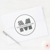 Minimales Schwarz-weißes Monogramm-Logo Runder Aufkleber (Umschlag)