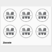 Minimales Schwarz-weißes Monogramm-Logo Runder Aufkleber (Blatt)