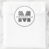 Minimales Schwarz-weißes Monogramm-Logo Runder Aufkleber (Tasche)