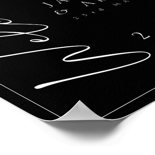 Minimales Schwarz-weißes Script-Wedding Willkommen Poster (Ecke)